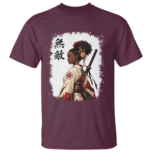 Afro African Pride Samurai Black Girl T Shirt Vintage Japanese Sumie Katana Graphic