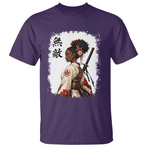 Afro African Pride Samurai Black Girl T Shirt Vintage Japanese Sumie Katana Graphic