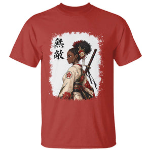 Afro African Pride Samurai Black Girl T Shirt Vintage Japanese Sumie Katana Graphic