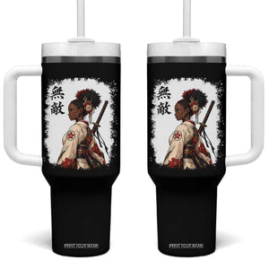 Afro African Pride Samurai Black Girl Tumbler With Handle Vintage Japanese Sumie Katana Graphic
