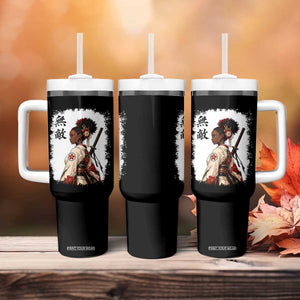 Afro African Pride Samurai Black Girl Tumbler With Handle Vintage Japanese Sumie Katana Graphic