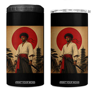 Afro American Samurai Bushido Warrior 4 in 1 Can Cooler Tumbler Vintage Japanese Ukiyoe Graphic