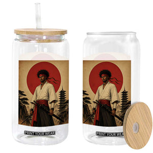 Afro American Samurai Bushido Warrior Glass Can Vintage Japanese Ukiyoe Graphic