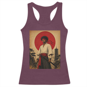 Afro American Samurai Bushido Warrior Racerback Tank Top Vintage Japanese Ukiyoe Graphic TS12 Maroon Print Your Wear