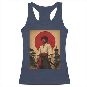 Afro American Samurai Bushido Warrior Racerback Tank Top Vintage Japanese Ukiyoe Graphic TS12 Navy Print Your Wear