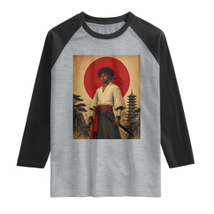 Afro American Samurai Bushido Warrior Raglan Shirt Vintage Japanese Ukiyoe Graphic