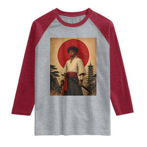 Afro American Samurai Bushido Warrior Raglan Shirt Vintage Japanese Ukiyoe Graphic