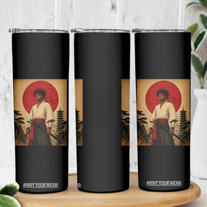 Afro American Samurai Bushido Warrior Skinny Tumbler Vintage Japanese Ukiyoe Graphic