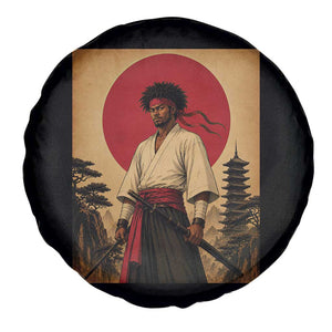 Afro American Samurai Bushido Warrior Spare Tire Cover Vintage Japanese Ukiyoe Graphic