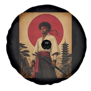 Afro American Samurai Bushido Warrior Spare Tire Cover Vintage Japanese Ukiyoe Graphic