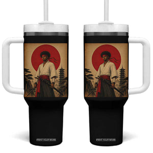 Afro American Samurai Bushido Warrior Tumbler With Handle Vintage Japanese Ukiyoe Graphic TS12 One Size: 40 oz Black Print Your Wear