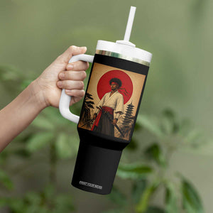 Afro American Samurai Bushido Warrior Tumbler With Handle Vintage Japanese Ukiyoe Graphic TS12 Print Your Wear