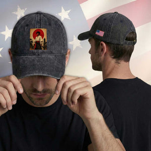 Afro American Samurai Bushido Warrior Washed Cotton Baseball Cap Vintage Japanese Ukiyoe Graphic TS12 Print Your Wear