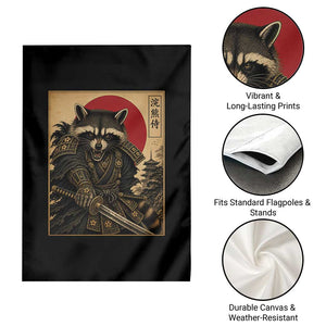 Funny Samurai Raccoon Garden Flag Vintage Japanese Ukiyoe Warrior Graphic
