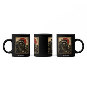 Funny Samurai Raccoon Coffee Mug Vintage Japanese Ukiyoe Warrior Graphic