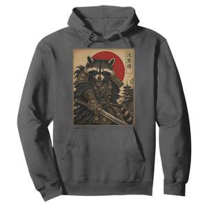 Funny Samurai Raccoon Hoodie Vintage Japanese Ukiyoe Warrior Graphic