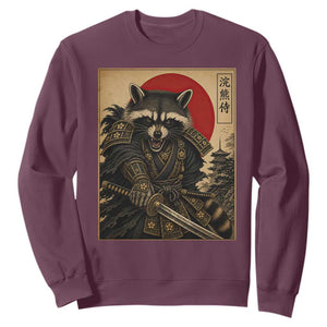 Funny Samurai Raccoon Sweatshirt Vintage Japanese Ukiyoe Warrior Graphic