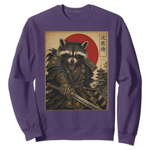 Funny Samurai Raccoon Sweatshirt Vintage Japanese Ukiyoe Warrior Graphic
