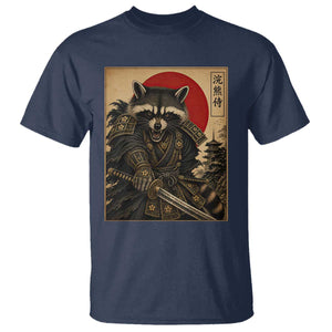 Funny Samurai Raccoon T Shirt Vintage Japanese Ukiyoe Warrior Graphic