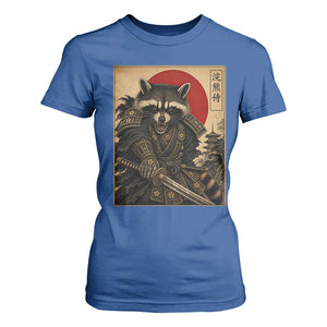 Funny Samurai Raccoon T Shirt For Women Vintage Japanese Ukiyoe Warrior Graphic