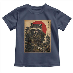 Funny Samurai Raccoon Toddler T Shirt Vintage Japanese Ukiyoe Warrior Graphic
