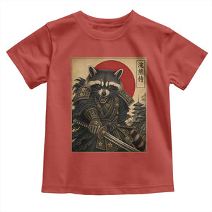 Funny Samurai Raccoon Toddler T Shirt Vintage Japanese Ukiyoe Warrior Graphic