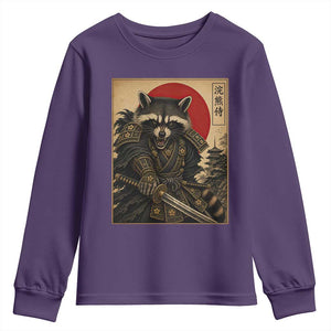 Funny Samurai Raccoon Youth Sweatshirt Vintage Japanese Ukiyoe Warrior Graphic