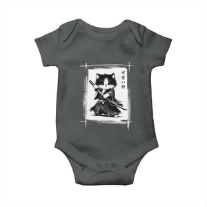Vintage Japanese Art Samurai Cat Baby Onesie Sumie Kawaii Cat Lover Gift