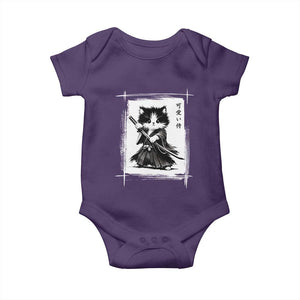 Vintage Japanese Art Samurai Cat Baby Onesie Sumie Kawaii Cat Lover Gift