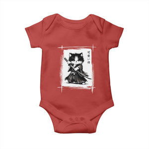 Vintage Japanese Art Samurai Cat Baby Onesie Sumie Kawaii Cat Lover Gift