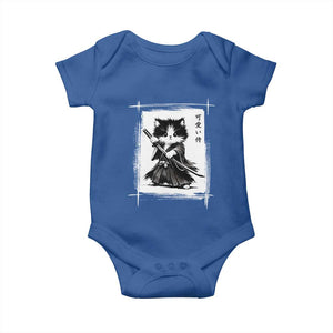 Vintage Japanese Art Samurai Cat Baby Onesie Sumie Kawaii Cat Lover Gift