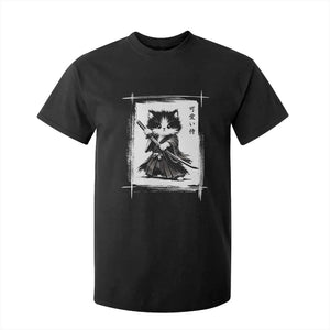 Vintage Japanese Art Samurai Cat T Shirt For Kid Sumie Kawaii Cat Lover Gift