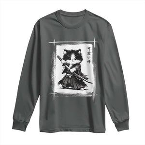 Vintage Japanese Art Samurai Cat Long Sleeve Shirt Sumie Kawaii Cat Lover Gift