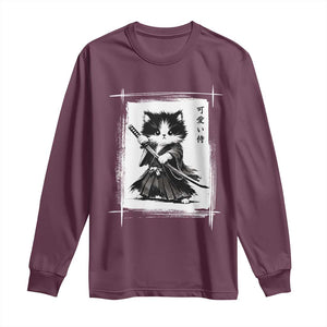 Vintage Japanese Art Samurai Cat Long Sleeve Shirt Sumie Kawaii Cat Lover Gift