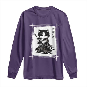 Vintage Japanese Art Samurai Cat Long Sleeve Shirt Sumie Kawaii Cat Lover Gift
