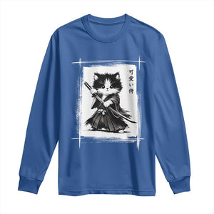 Vintage Japanese Art Samurai Cat Long Sleeve Shirt Sumie Kawaii Cat Lover Gift