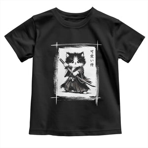 Vintage Japanese Art Samurai Cat Toddler T Shirt Sumie Kawaii Cat Lover Gift