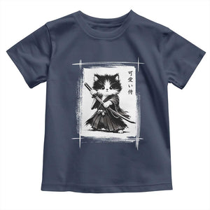 Vintage Japanese Art Samurai Cat Toddler T Shirt Sumie Kawaii Cat Lover Gift