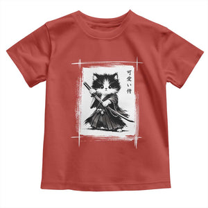Vintage Japanese Art Samurai Cat Toddler T Shirt Sumie Kawaii Cat Lover Gift