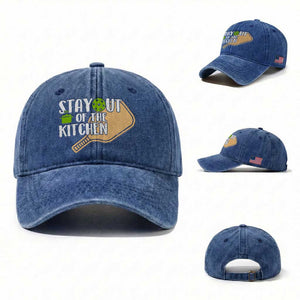 Funny Pickleball Washed Cotton Baseball Cap Stay Out Of The Kitchen TS12 Washed Cap Universal Fit Royal Blue Print Your Wear