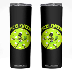 Funny Halloween Pickleball Lovers Skinny Tumbler Pickleween TS12 Black Print Your Wear