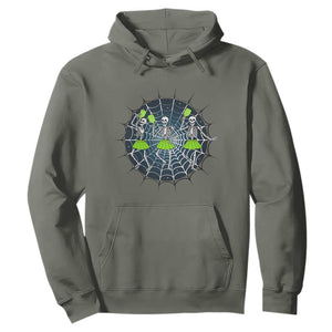Funny Dancing Skeletons Hoodie Pickleball Halloween Gift TS12 Military Green Print Your Wear