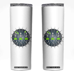 Funny Dancing Skeletons Skinny Tumbler Pickleball Halloween Gift TS12 White Print Your Wear