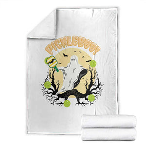 Funny Halloween Pickleball Throw Blanket Pickleboo Ghost Costume TS12 White Print Your Wear