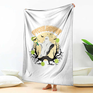 Funny Halloween Pickleball Throw Blanket Pickleboo Ghost Costume TS12 Print Your Wear