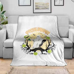 Funny Halloween Pickleball Throw Blanket Pickleboo Ghost Costume TS12 Print Your Wear
