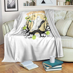 Funny Halloween Pickleball Throw Blanket Pickleboo Ghost Costume TS12 Print Your Wear