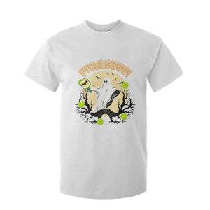 Funny Halloween Pickleball T Shirt For Kid Pickleboo Ghost Costume TS12 White Print Your Wear