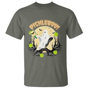 Funny Halloween Pickleball T Shirt Pickleboo Ghost Costume TS12 Military Green Print Your Wear