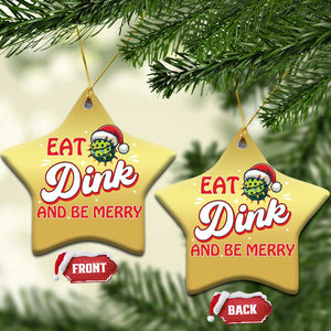 Funny Pickleball Xmas Christmas Ornament Eat Dink And Be Merry TS12 Star Gold Print Your Wear